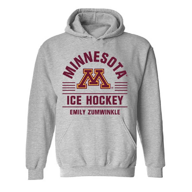 Minnesota - NCAA Women's Ice Hockey : Emily Zumwinkle - Classic Fashion Shersey Hooded Sweatshirt Hoodie with Emblem Brand Identity Minnesota - NCAA Women's Ice Hockey : Emily Zumwinkle - Classic Fashion Shersey Hooded Sweatshirt Hoodie with Emblem Brand Identity