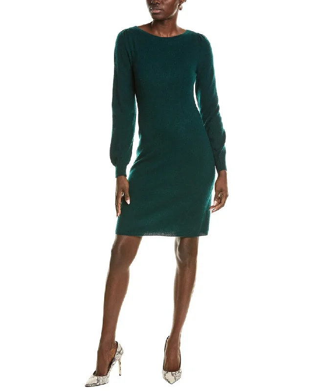 Sofiacashmere Jersey Femme Sleeve Boat Neck Cashmere Sweaterdress Mesh Sweater Canvas Denim