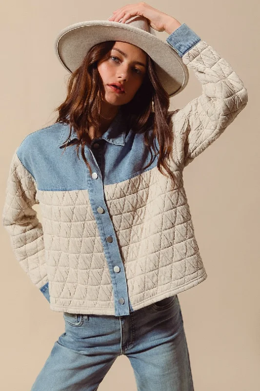 Bennett Quilted Denim Jacket Ribbed Jacket Pleated Jacket Ruffled Jacket