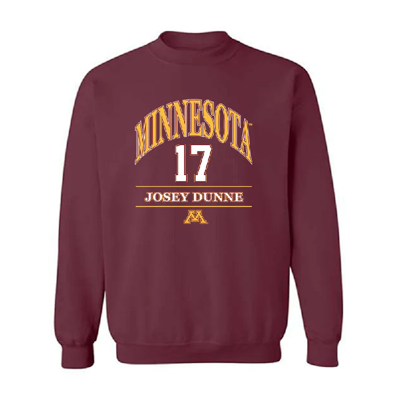 Minnesota - NCAA Women's Ice Hockey : Josey Dunne - Classic Fashion Shersey Crewneck Sweatshirt Hoodie with Ribbed Hem Stretchable Secure Minnesota - NCAA Women's Ice Hockey : Josey Dunne - Classic Fashion Shersey Crewneck Sweatshirt Hoodie with Ribbed Hem Stretchable Secure