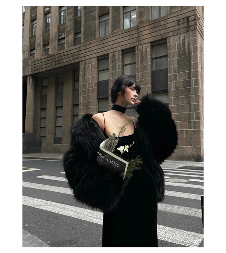Advbridge Winter Cool Oversized Casual Soft Thick Warm Black Hariy Shaggy Faux Fur Coat Women Turn-down Collar Fluffy Jacket Satin Jacket Silk Jacket Chiffon Jacket Advbridge Winter Cool Oversized Casual Soft Thick Warm Black Hariy Shaggy Faux Fur Coat Women Turn-down Collar Fluffy Jacket Satin Jacket Silk Jacket Chiffon Jacket