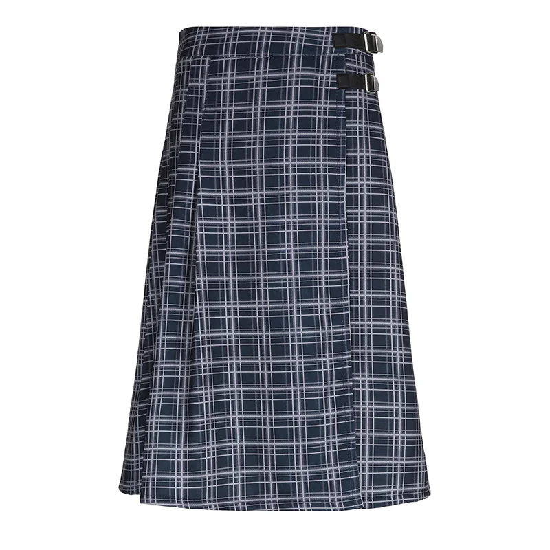 Women'S Fashion Retro High-Waist Metal Buckle Plaid Pleated Skirt velvet skirt luxury