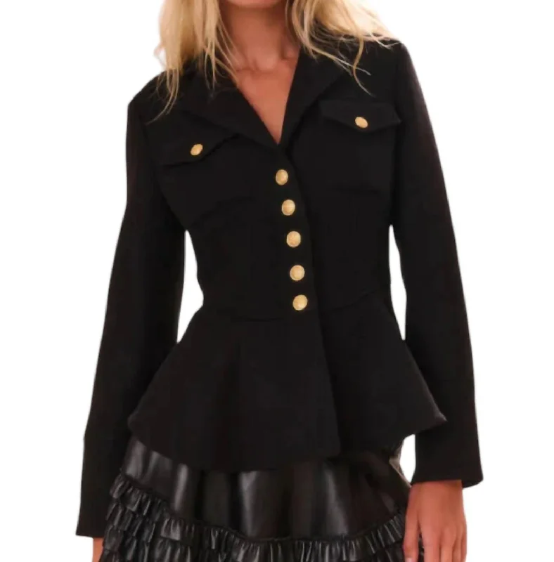 Theda Jacket In Black Nylon Fabric Polyester Fabric Spandex Fabric