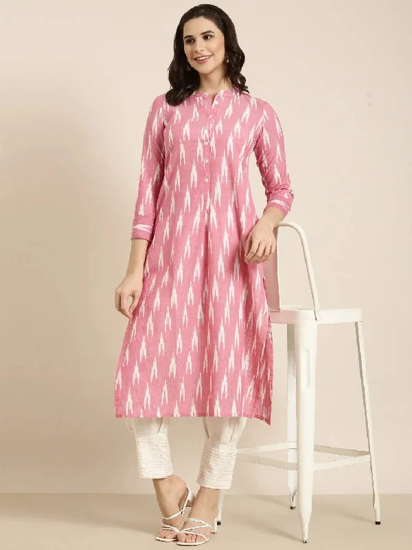 Women Straight Pink Geometric Kurta and Trousers Set-ON-005-Pink Trousers stylish modern Women Straight Pink Geometric Kurta and Trousers Set-ON-005-Pink Trousers stylish modern