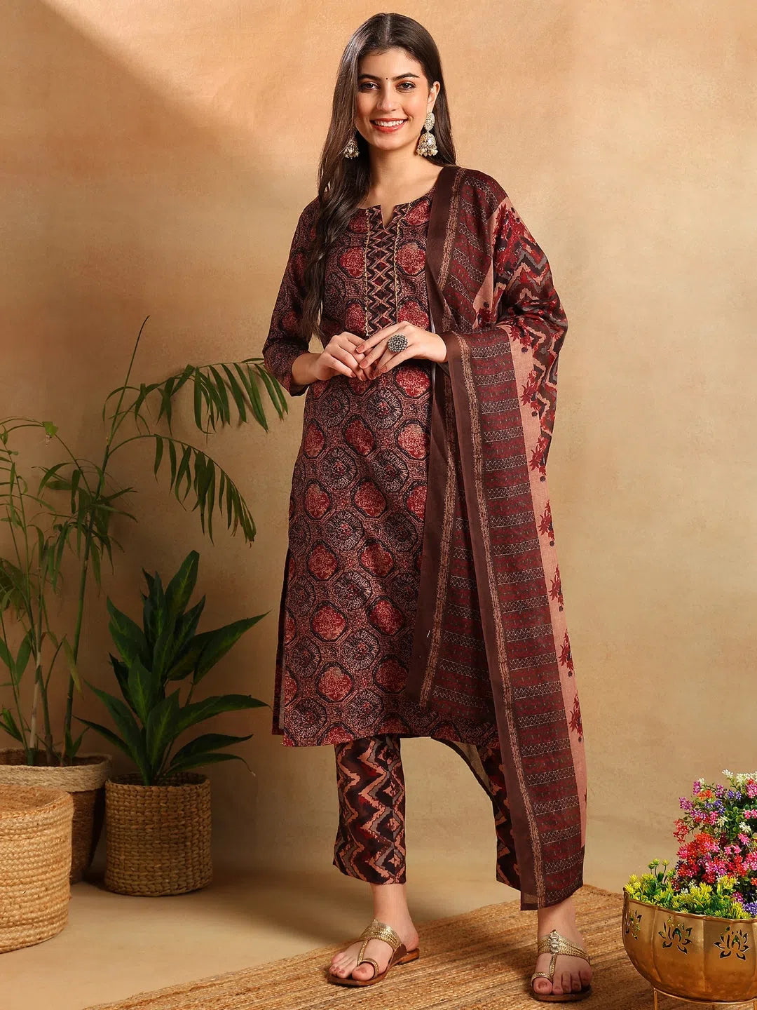 Ahika Women Multi Rayon Blend Floral Printed Straight Kurta Trousers With Dupatta-VKSKD2246 Trousers Plaid Checkered Ahika Women Multi Rayon Blend Floral Printed Straight Kurta Trousers With Dupatta-VKSKD2246 Trousers Plaid Checkered