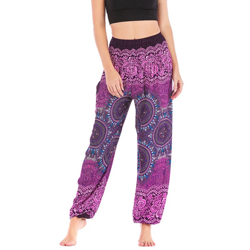 Buddha Stones Boho Loose Harem Trousers Women's Yoga Pants Trousers Plaid Checkered