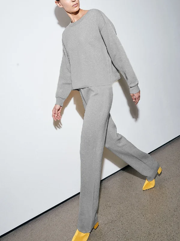 Elegant Loose Long-sleeved Top and Trousers Knitted Suit Trousers Running Lightweight Elegant Loose Long-sleeved Top and Trousers Knitted Suit Trousers Running Lightweight