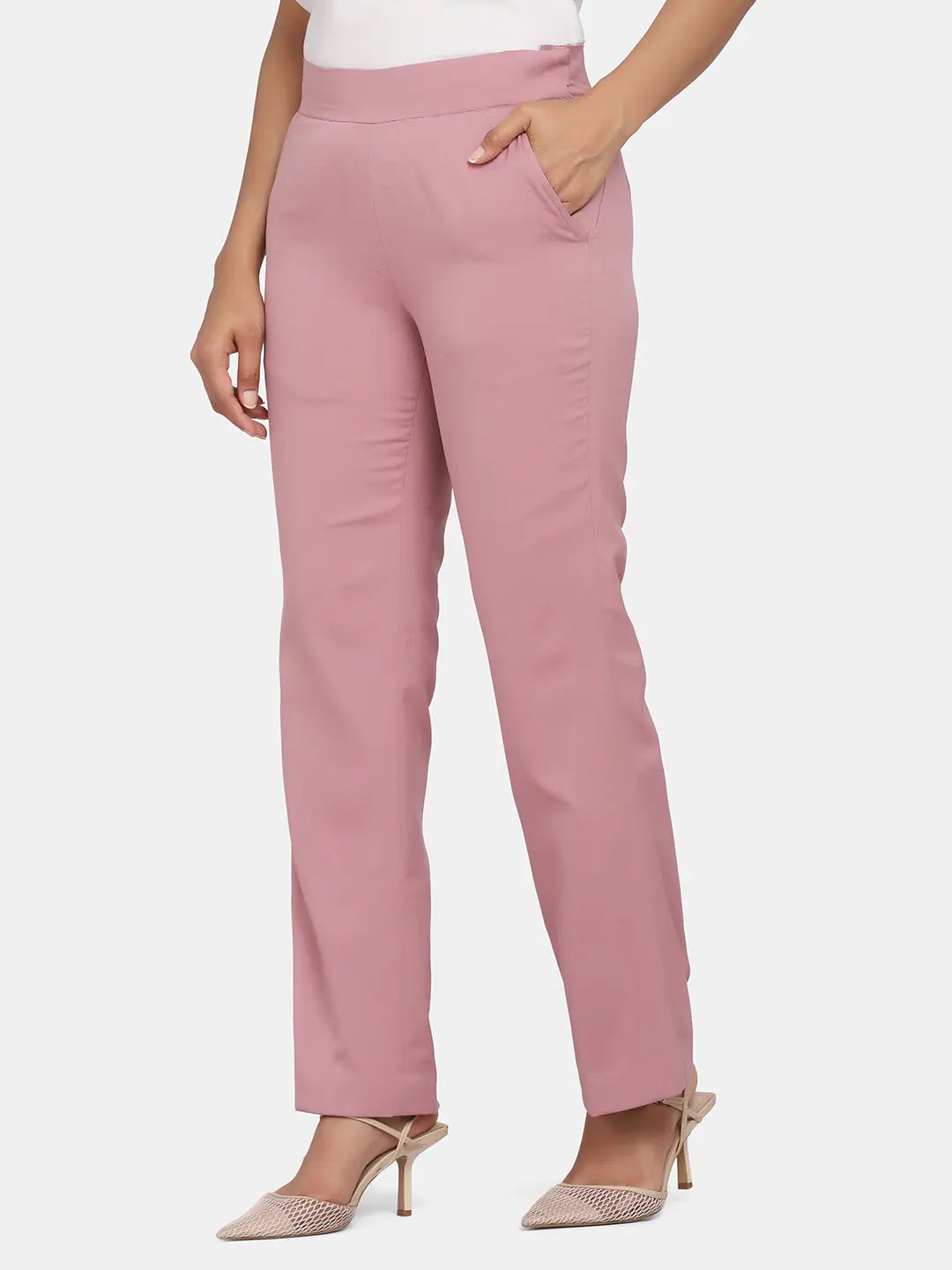 Poly Crepe Pink Trousers- Women’s Office Wear Trousers practical durable