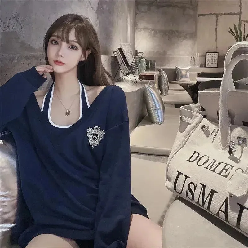 Women's Fashion Loose Mid-length Jacket Lining Set Knit Fabric Woven Fabric Fleece Fabric