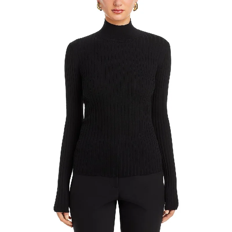 Womens Long Sleeve knit Mock Turtleneck Sweater Collared Crew Neck Turtle Neck