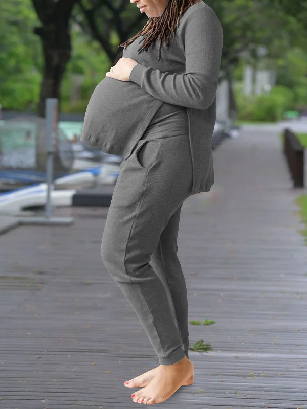 High-fork Top and Pocket Trousers Maternity Suit Trousers Polka Dot Cute