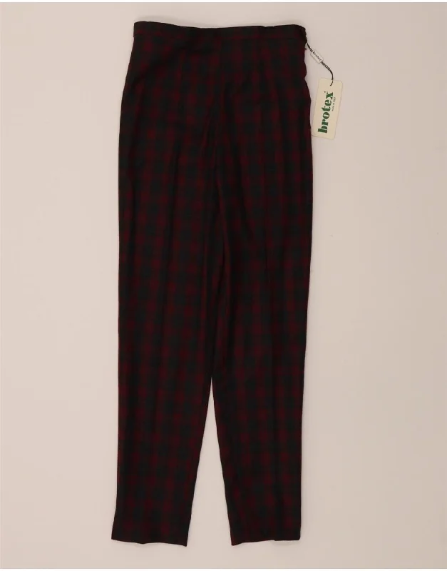 VINTAGE Womens High Waist Casual Trousers IT 44 Medium W28 L29 Red Check Trousers Solid Black VINTAGE Womens High Waist Casual Trousers IT 44 Medium W28 L29 Red Check Trousers Solid Black
