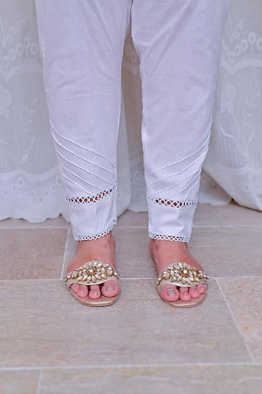 Mom4Little - White Trouser styled with lace MFL-TR02 - 1 Piece Trousers Party Sparkling Mom4Little - White Trouser styled with lace MFL-TR02 - 1 Piece Trousers Party Sparkling