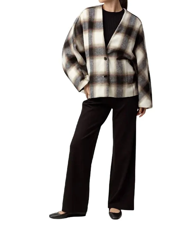 Alba Jacket In Ash Brown Plaid Striped Jacket Polka Dot Jacket Floral Jacket