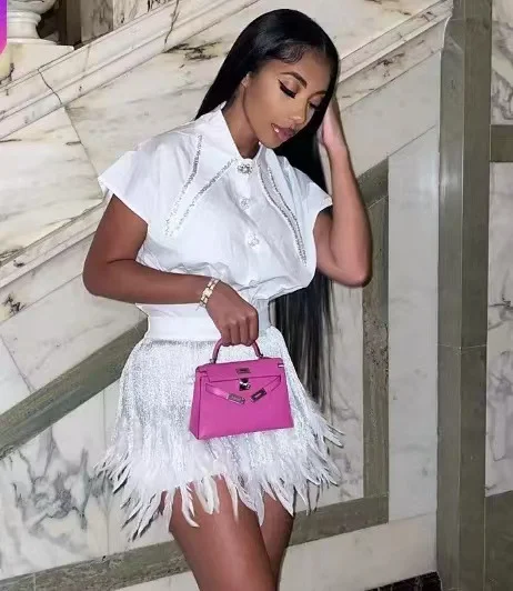 Women'S Sexy Fringe Feather Skirt denim skirt durable