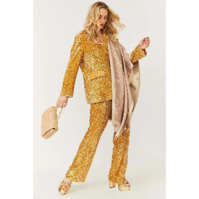 Gold Sequin Flared Trousers Trousers Flared Retro