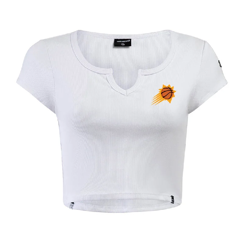 NBA Phoenix Suns Women's Hype & Vice Cali Crop Top T-Shirt Mesh Blend Leather Blend Suede Blend NBA Phoenix Suns Women's Hype & Vice Cali Crop Top T-Shirt Mesh Blend Leather Blend Suede Blend