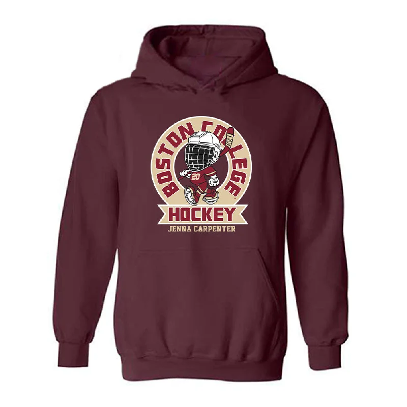 Boston College - NCAA Women's Ice Hockey : Jenna Carpenter - Hooded Sweatshirt Fashion Shersey Hoodie with Hem Embroidery Detailed Premium Boston College - NCAA Women's Ice Hockey : Jenna Carpenter - Hooded Sweatshirt Fashion Shersey Hoodie with Hem Embroidery Detailed Premium