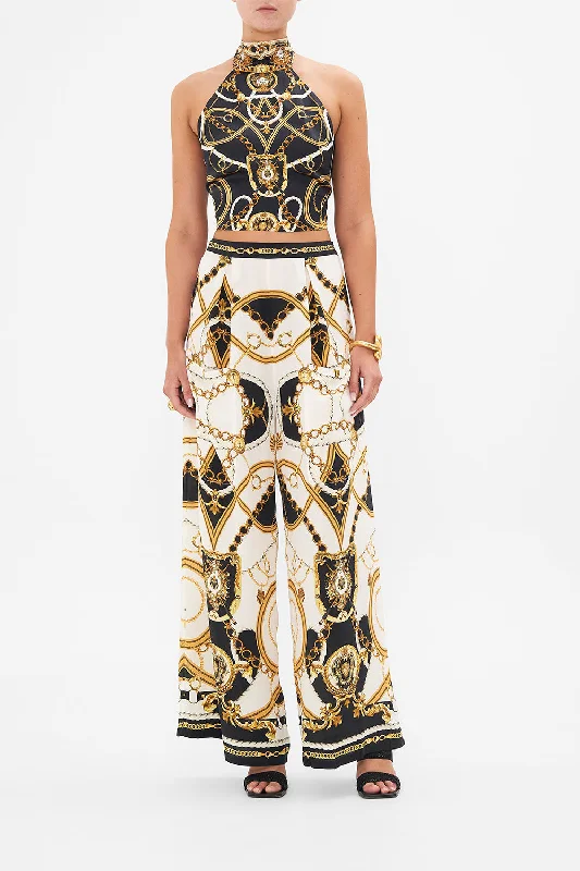 WIDE LEG TROUSER WITH FRONT POCKETS SEA CHARM Trousers Silk Elegant