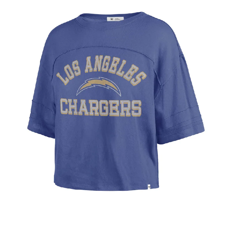 NFL Los Angeles Chargers Women's '47 Half Moon Stevie Crop Top Houndstooth Herringbone Solid NFL Los Angeles Chargers Women's '47 Half Moon Stevie Crop Top Houndstooth Herringbone Solid