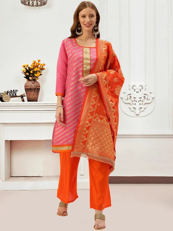 Women's Pink Banarasi Silk Embroidered Kurta With Trouser & Dupatta - Aastha Fashion Trousers stylish modern Women's Pink Banarasi Silk Embroidered Kurta With Trouser & Dupatta - Aastha Fashion Trousers stylish modern