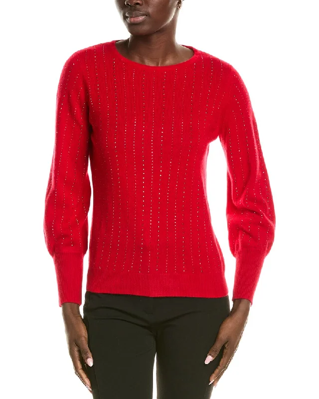 Sofiacashmere Blouson Sleeve Cashmere Sweater Slim Fit Regular Fit Oversized
