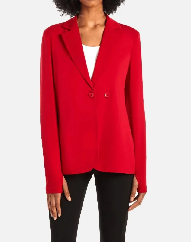 Streak Jacket In Red One-Shoulder Jacket Off-the-Shoulder Jacket Asymmetrical Jacket