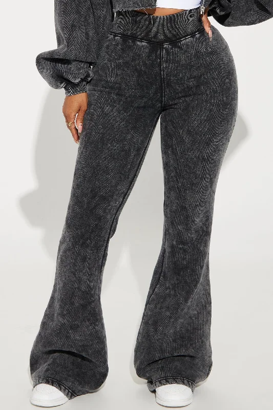 FN Women's Acid Wash Flared Leg Trousers Trousers fashionable chic