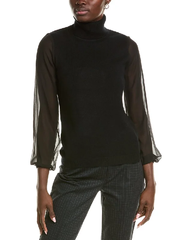 Sofiacashmere Chiffon Silk Sleeve Turtleneck Cashmere Sweater Plaid Sweater Polka Dot Checkered Sofiacashmere Chiffon Silk Sleeve Turtleneck Cashmere Sweater Plaid Sweater Polka Dot Checkered