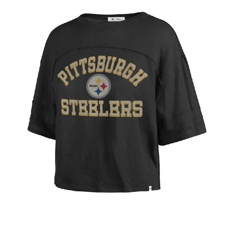 NFL Pittsburgh Steelers Women's '47 Half Moon Stevie Crop Top Knit Fabric Woven Fabric Fleece Fabric NFL Pittsburgh Steelers Women's '47 Half Moon Stevie Crop Top Knit Fabric Woven Fabric Fleece Fabric