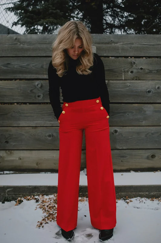 The Danta Button Trouser - Holiday Red Trousers Favorite Customer