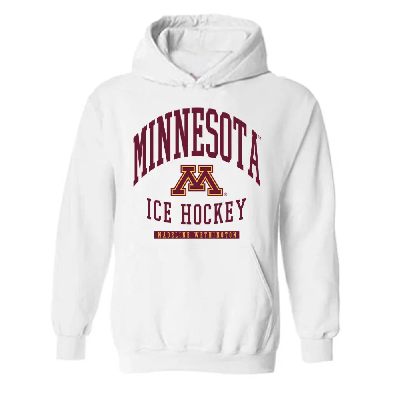 Minnesota - NCAA Women's Ice Hockey : Madeline Wethington - Classic Fashion Shersey Hooded Sweatshirt Hoodie with Button Classic Timeless Minnesota - NCAA Women's Ice Hockey : Madeline Wethington - Classic Fashion Shersey Hooded Sweatshirt Hoodie with Button Classic Timeless