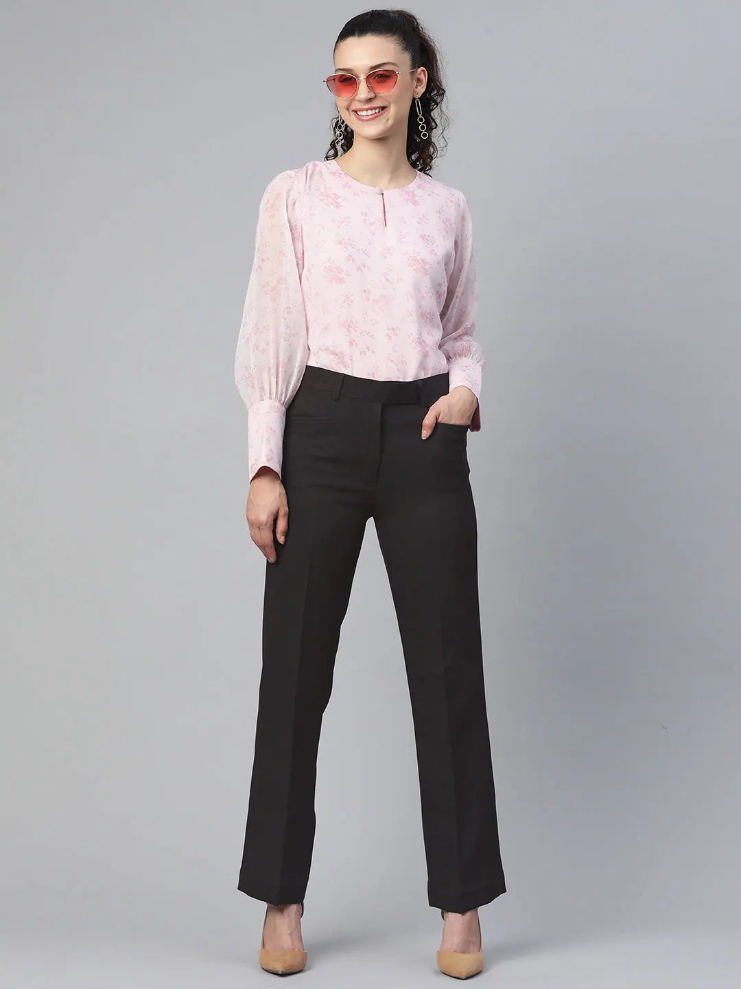 Regular Fit Stretch Trouser- Black Trousers practical easy-care