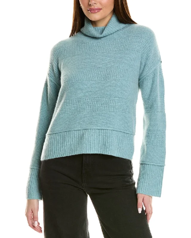 Design History Exposed Seam Turtleneck Cashmere Sweater Open Front Closed Front Wrap Front Design History Exposed Seam Turtleneck Cashmere Sweater Open Front Closed Front Wrap Front