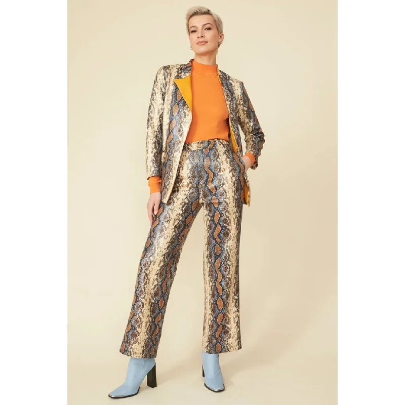 Chocolate Faux Suede Snake Print Trousers Trousers Floral Bohemian