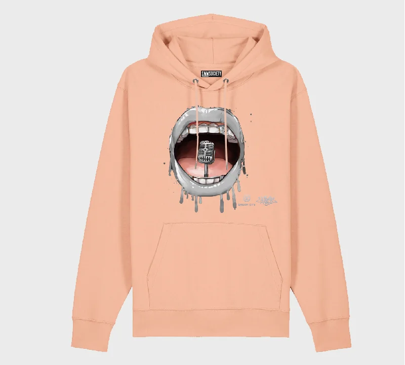 SWMSociety x Dream City x Hear My Voice Hoodie Hoodie with Tied Waist Feminine Flattering SWMSociety x Dream City x Hear My Voice Hoodie Hoodie with Tied Waist Feminine Flattering