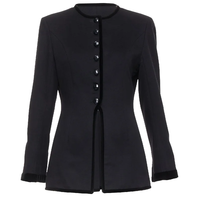 Valentino Garavani wool velvet trim faceted button jacket Anorak Shell Jacket Lightweight Jacket Valentino Garavani wool velvet trim faceted button jacket Anorak Shell Jacket Lightweight Jacket