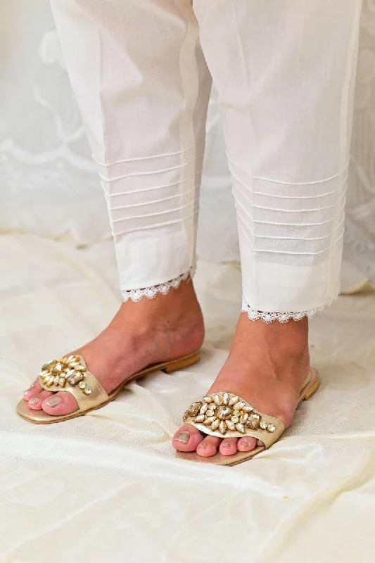 Mom4Little - White Trouser styled with lace and design AYW-002 - Cotton Trousers Winter Warm Mom4Little - White Trouser styled with lace and design AYW-002 - Cotton Trousers Winter Warm