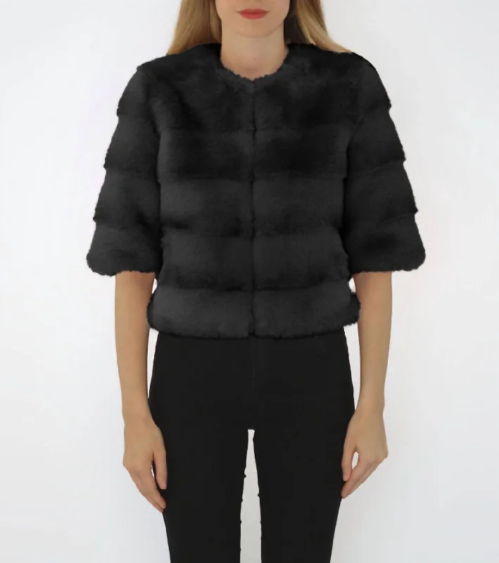 Faux Fur Bolero Jacket In Black Denim Jacket Leather Jacket Suede Jacket