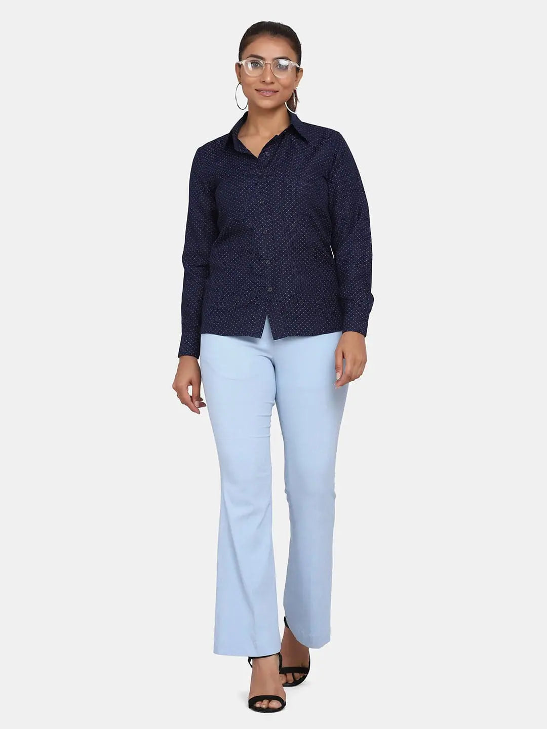 Bell Bottom Stretch Trousers For Women - Sky Blue Trousers chic fashionable