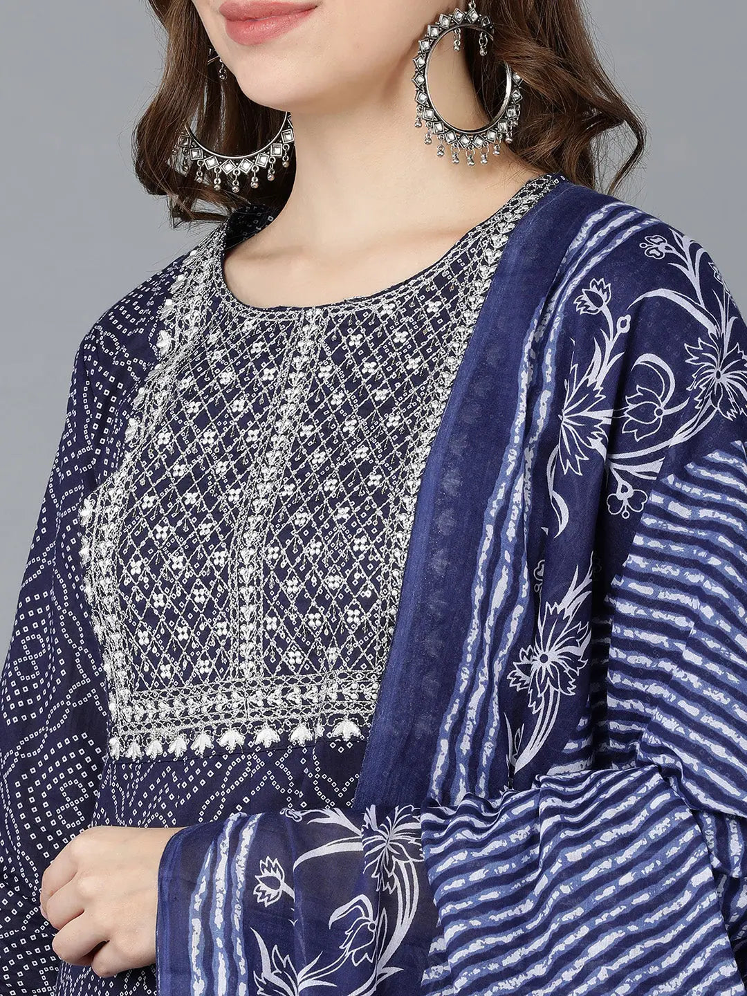 Ahika Women Navy Blue Pure Cotton Kurta Trousers With Dupatta Vkskd1478 Trousers Prom Sequined Ahika Women Navy Blue Pure Cotton Kurta Trousers With Dupatta Vkskd1478 Trousers Prom Sequined