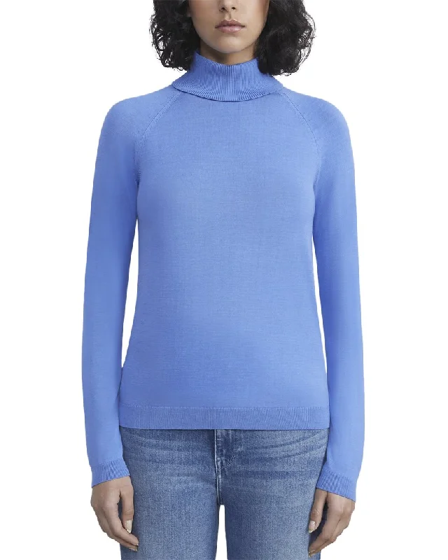 Lafayette 148 New York Raglan Sleeve Turtleneck Sweater Handmade Hand-knitted Hand-woven