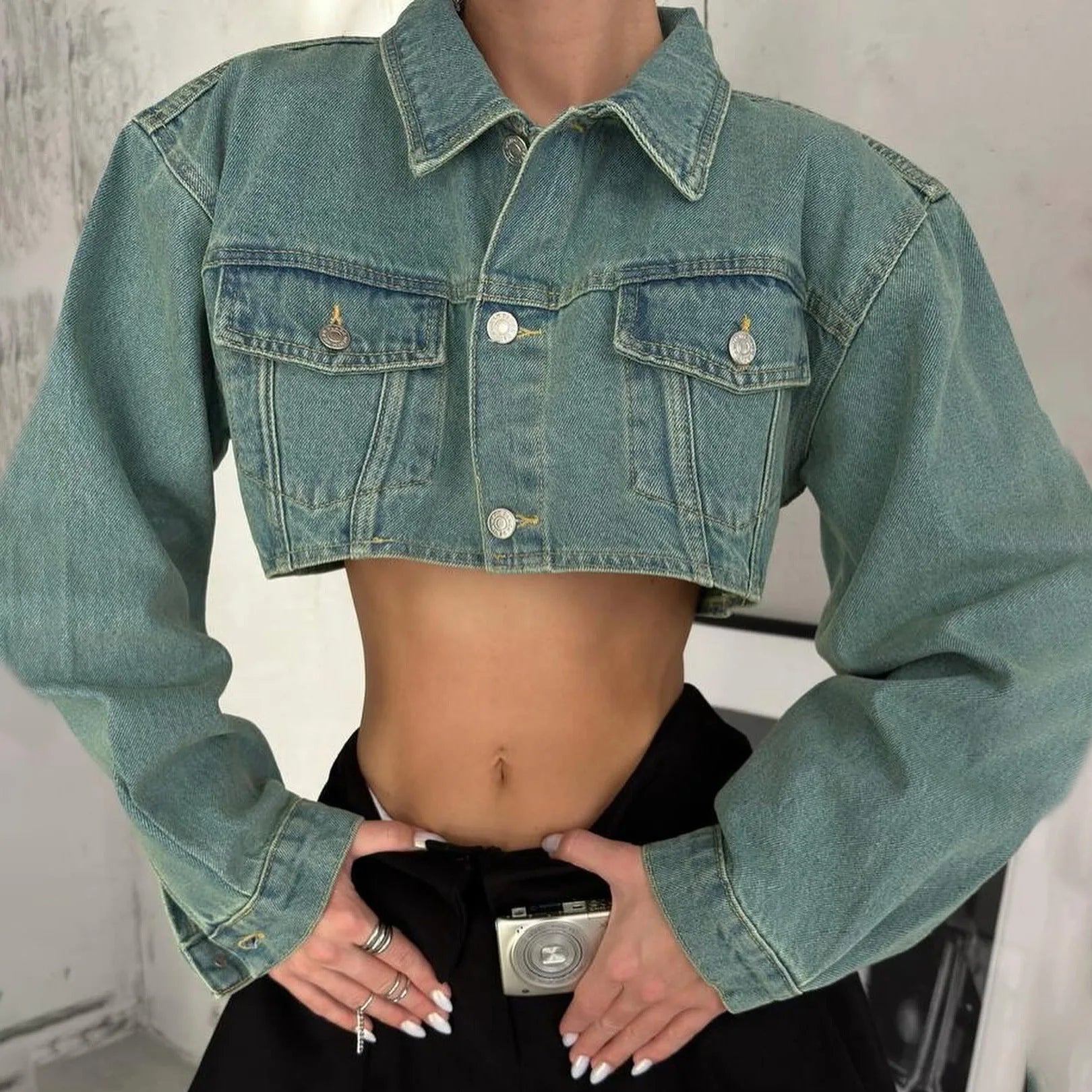 Advbridge - 2024 New Women's Jeans Jackets Street Vintage Denim Ladies Coat Winter Heavy Stitching Pocket Short Motorcycle Wind Outerwear Zip Front Button Front Snap Front Advbridge - 2024 New Women's Jeans Jackets Street Vintage Denim Ladies Coat Winter Heavy Stitching Pocket Short Motorcycle Wind Outerwear Zip Front Button Front Snap Front