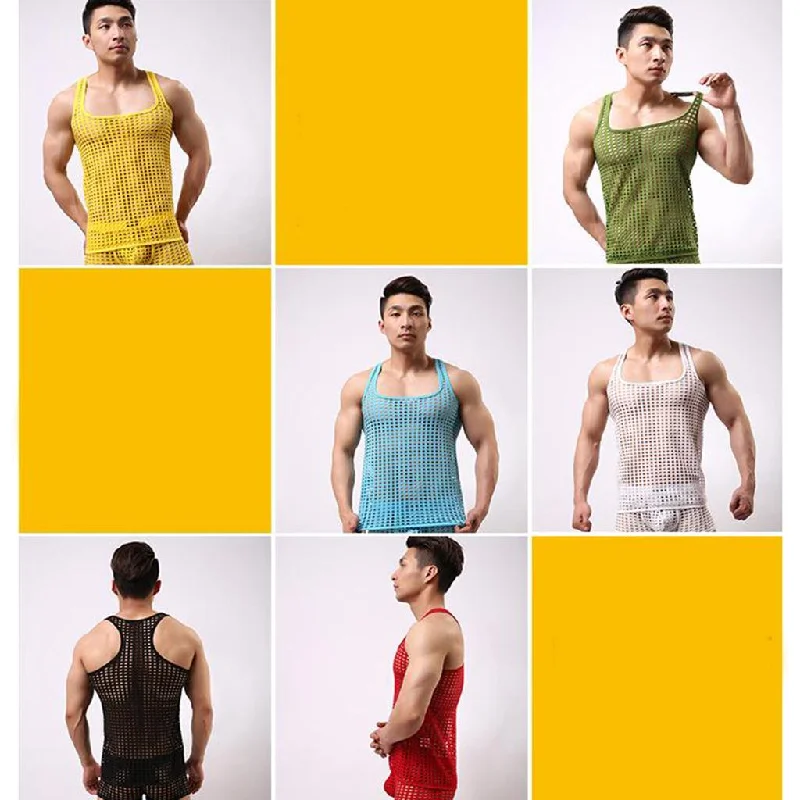Men's Sleeveless Gym Sports Vest Hollow out Mesh Singlets Tank Tops L Blue lavender tank top Men's Sleeveless Gym Sports Vest Hollow out Mesh Singlets Tank Tops L Blue lavender tank top