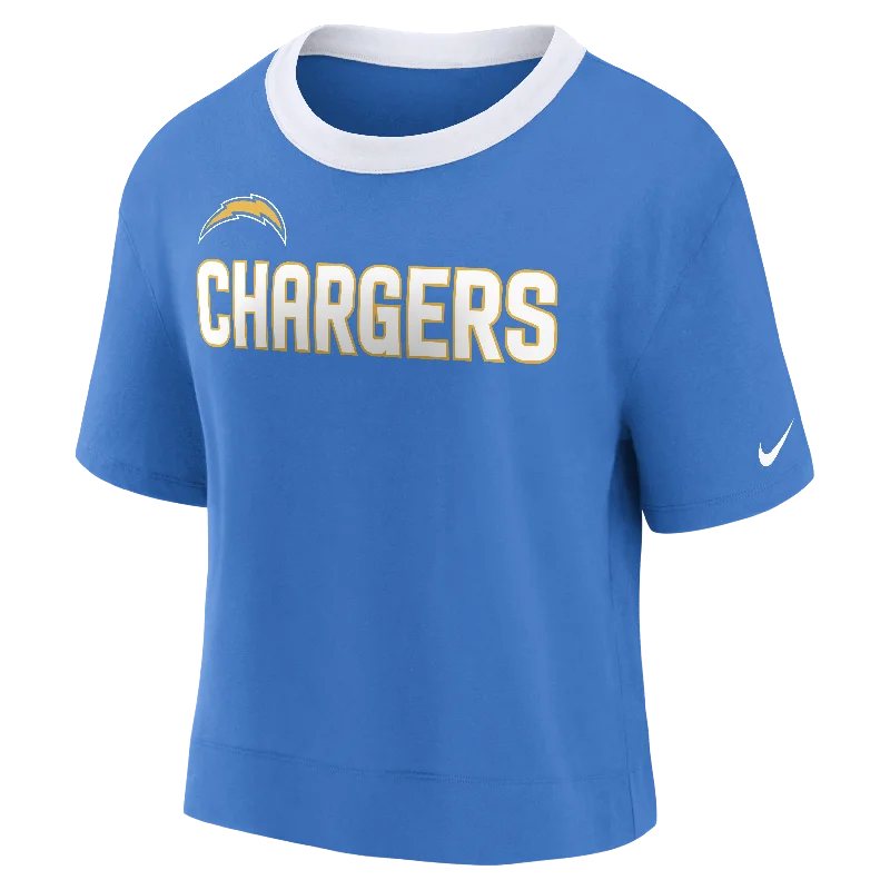 NFL Los Angeles Chargers Women's Nike Football Fan Crop Top Print Jacquard Patchwork NFL Los Angeles Chargers Women's Nike Football Fan Crop Top Print Jacquard Patchwork