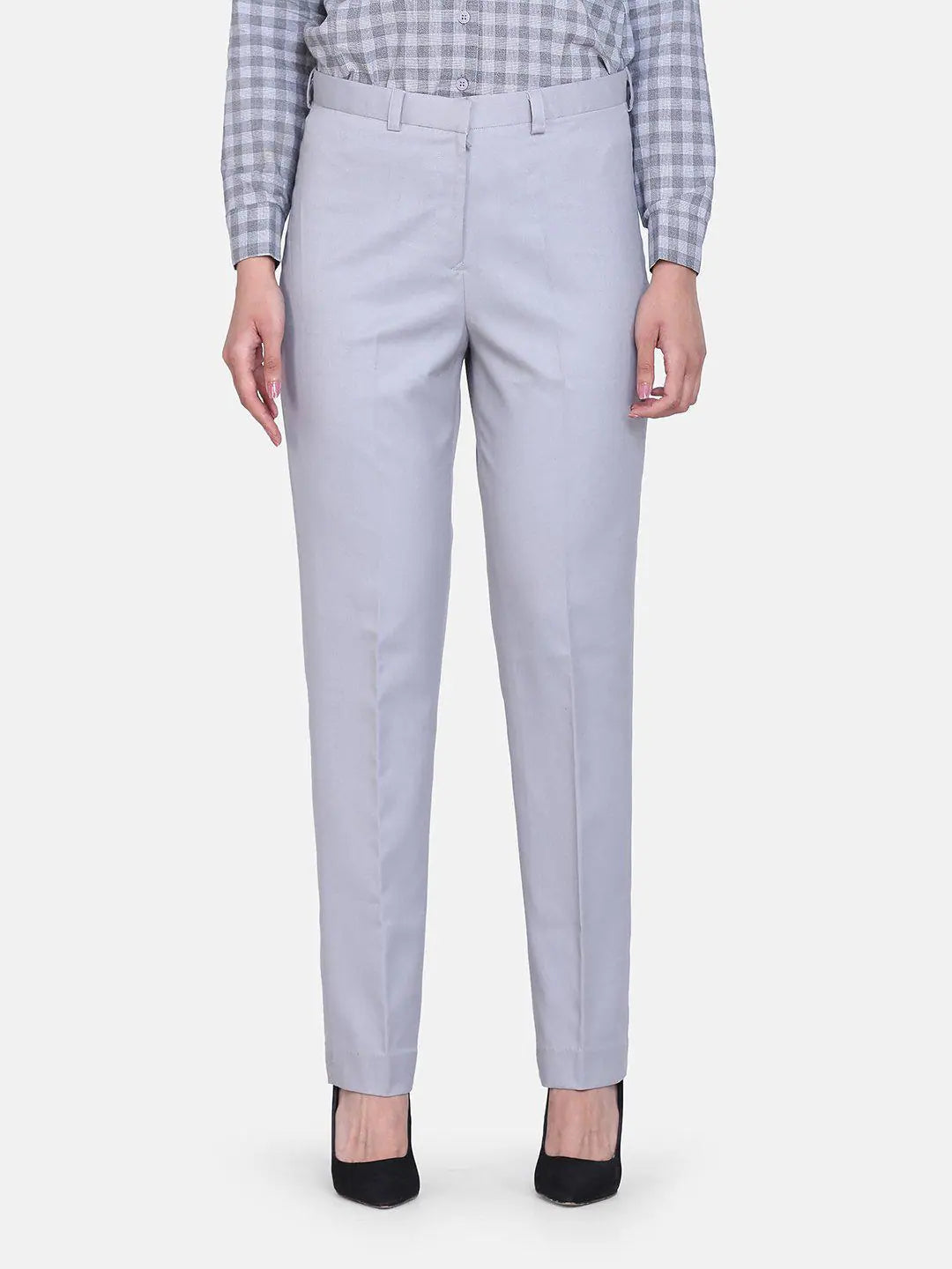 Poly Cotton Trouser - Cloud Grey Trousers fashionable chic