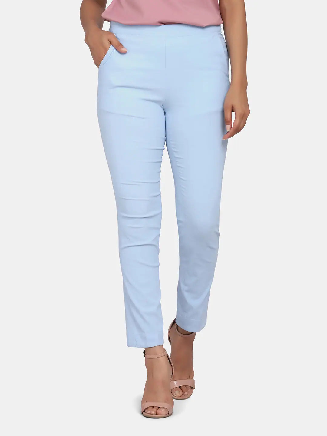 Women’s Slim Fit Trousers - Sky Blue Trousers Versatile Stylish