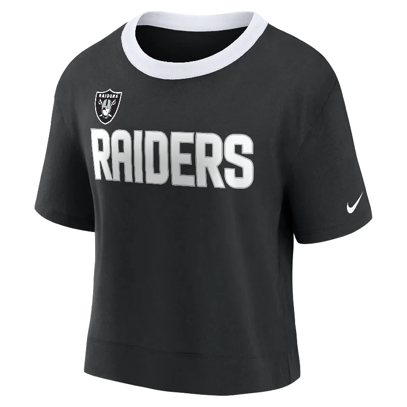 NFL Las Vegas Raiders Women's Nike Football Fan Crop Top Spandex Blend Rayon Blend Denim Blend NFL Las Vegas Raiders Women's Nike Football Fan Crop Top Spandex Blend Rayon Blend Denim Blend