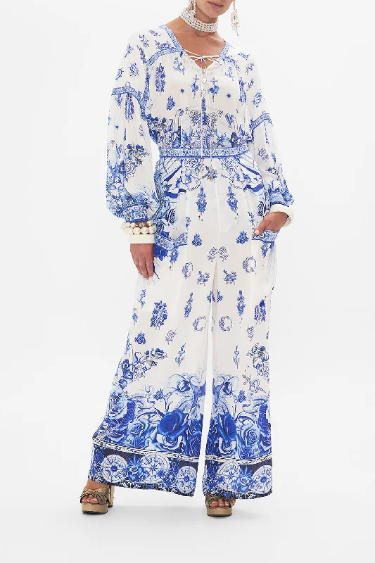 WIDE LEG TROUSER WITH FRONT POCKETS IMMORTAL INK Trousers Brand Named