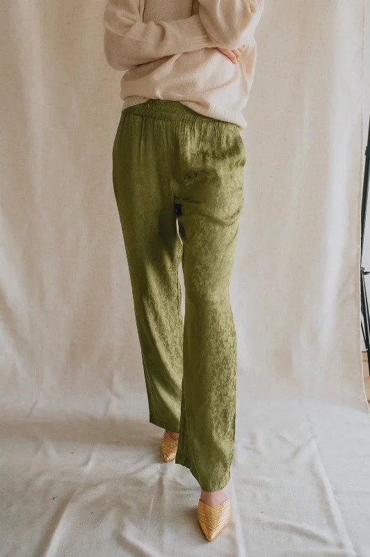 The Ikalli Satin Trouser - Guacamole Trousers Brand Named
